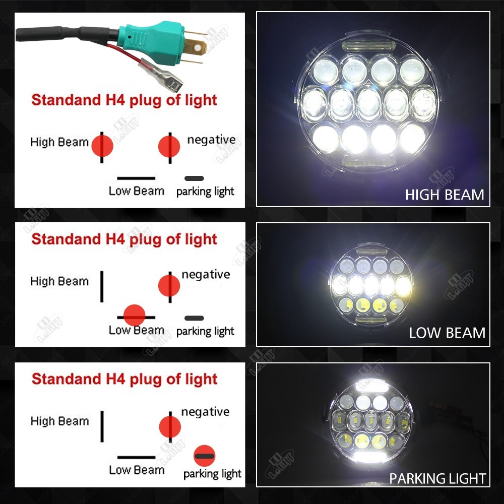 Đèn Pha Xe Mô Tô 7 Inch 75w Led H4 Hi-Lololo