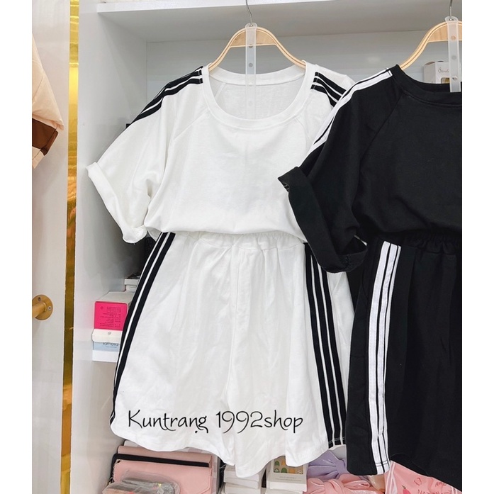 Set Bộ Trơn Sọc Hot Unisex Nam Nữ Chất Tăm Gân Dày Form To Freesize- Bộ Đùi Short Đi Chơi Mặc Nhà Dày Đẹp Cá Tính
