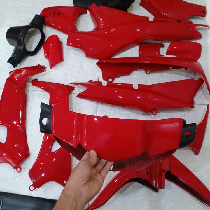 Dàn áo xe  Wave 110, Wave Thái, Wave 1 bóng, nhựa ABS nguyên sinh cao cấp, màu ĐỎ CỜ, tặng ngay bộ tem dán theo xe