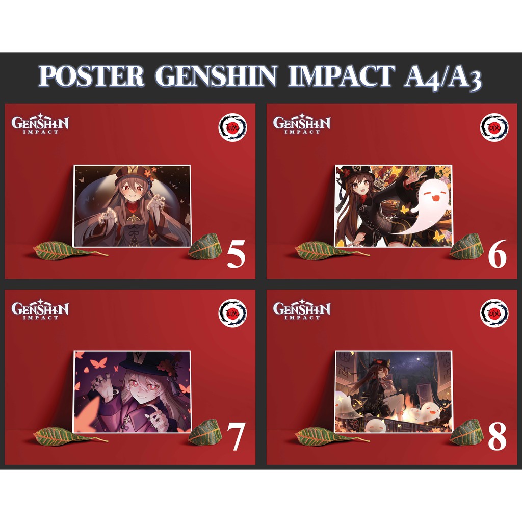 Postcard Cao Cấp - Poster Genshin Impact Set Hutao