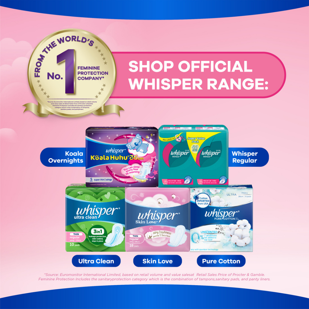 Combo 2 Gói Băng Vệ Sinh WHISPER Skin Love 31CM Dành Cho Ban Đêm