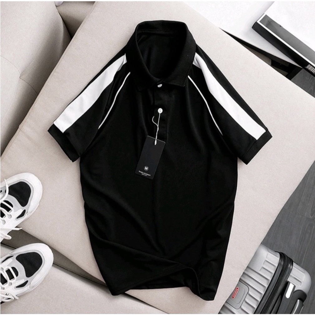 Áo Thun Nam có cổ Q5 phối màu vải cá sấu cotton CVC co dãn thanh lịch