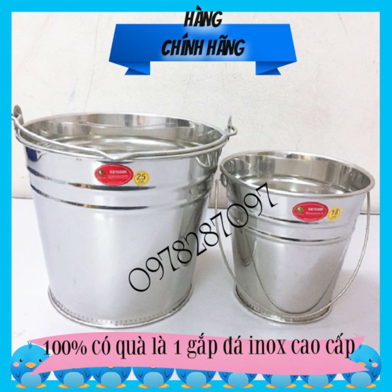 [Chính Hãng] Xô inox 304 Vietcook 3, 5, 10, 15, 20 lít size 18, 20, 25, 27, 30 cm/ Xô ngâm bia rượu