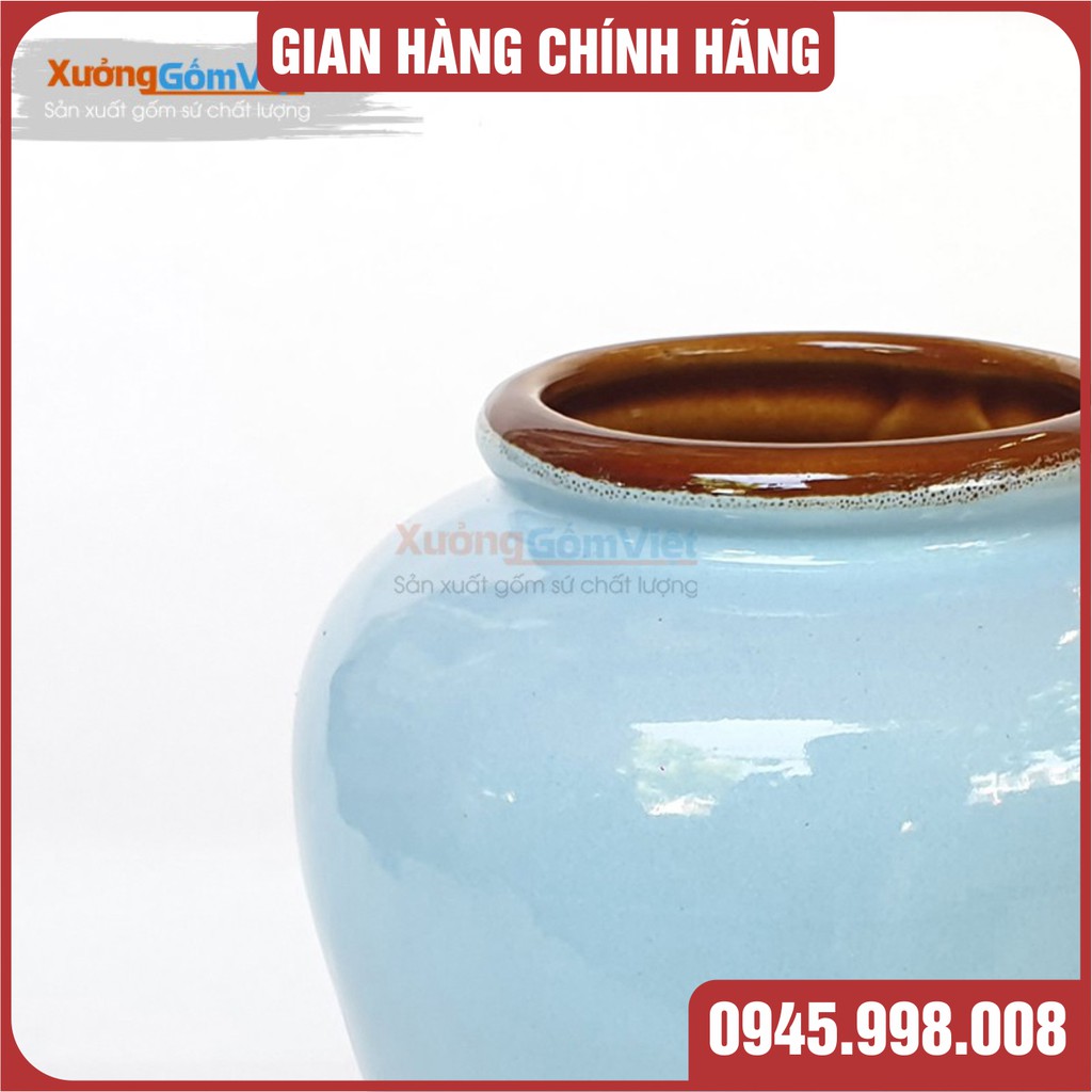 Lu uống bia kiểu mới - sáng tạo mới của gốm Bát Tràng-hàng vuốt tay dung tích 400ml - MÀU XANH PASTER - XƯỞNG GỐM VIỆT