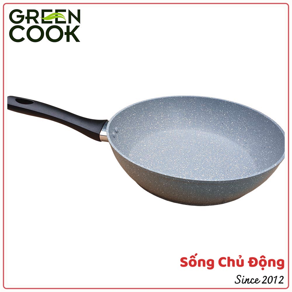 Chảo sâu lòng vân đá đáy từ 깊은 팬, chảo chống dính bếp từ Green Cook GCP02 TH Hàn Quốc