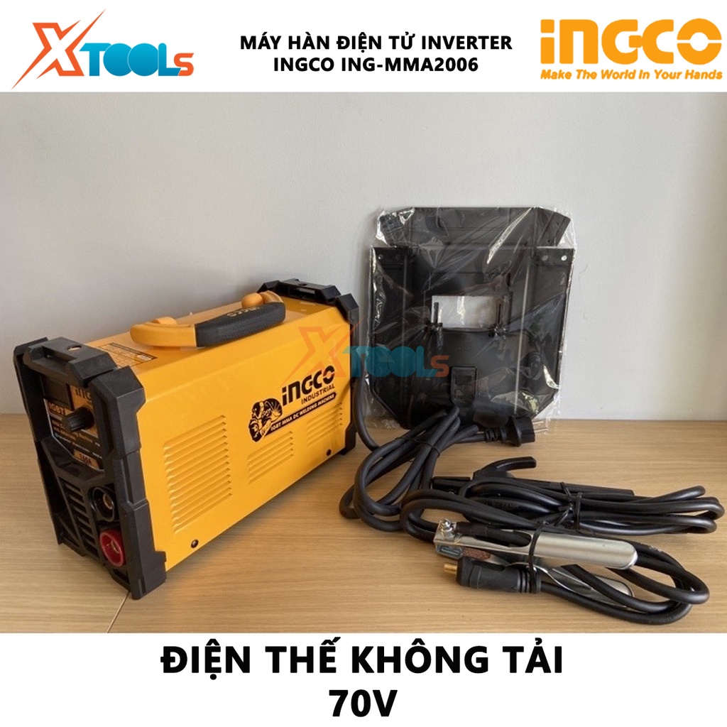 Máy hàn que Inverter IGBT INGCO ING-MMA2006 | Máy hàn MMA biến tần Điện áp đầu vào 1 ~ 220-240V Tần số 50/ 60HZ Dòng điệ