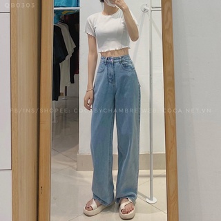 [QB0303] Quần jeans trơn cạp cao mã 03 (Có sẵn/Ảnh thật)