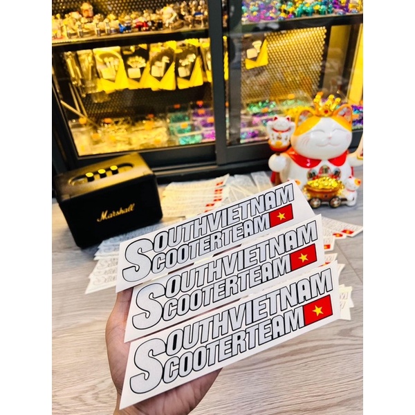Tem Logo Sticker Chữ SouthvietnamScooter Nền Trong