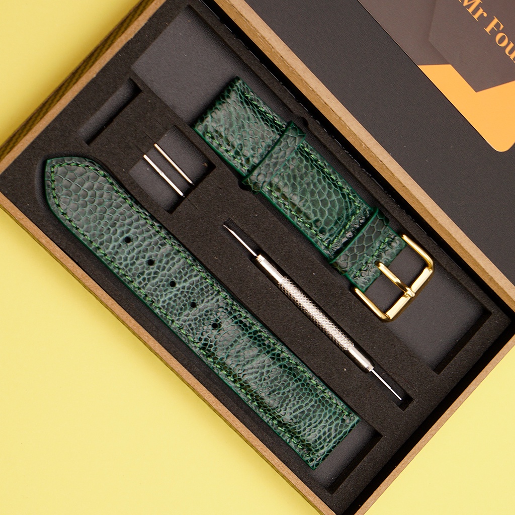 Dây Đồng Hồ Da Đà Điểu Cao Cấp Size 16mm,18mm, 19mm, 20mm, 21mm, 22mm, 24mm | Leather Watch Bands