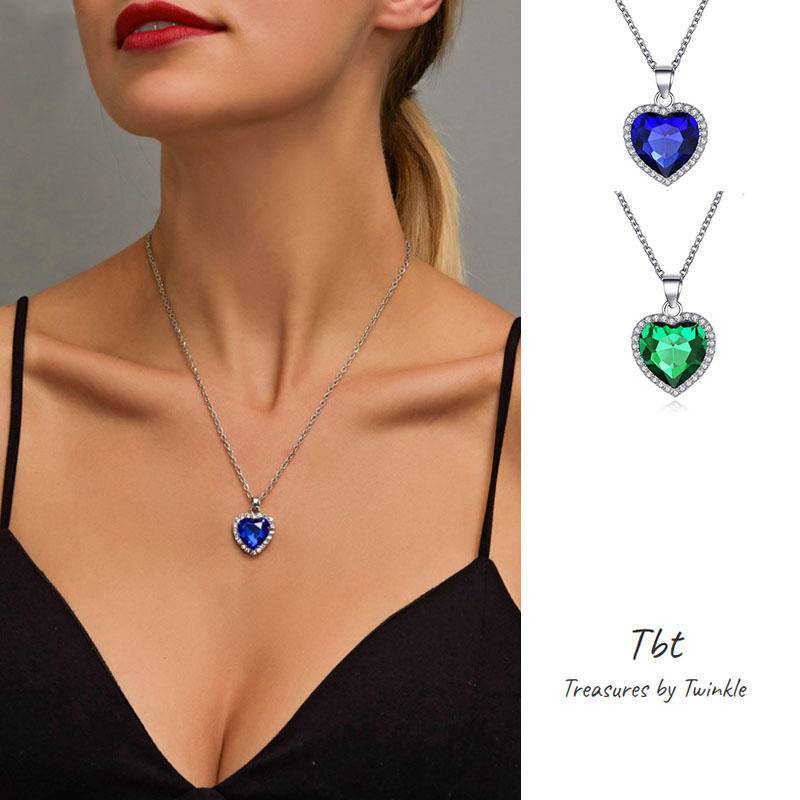 Dây chuyền nữ trái tim pha lê bạc mạ titan