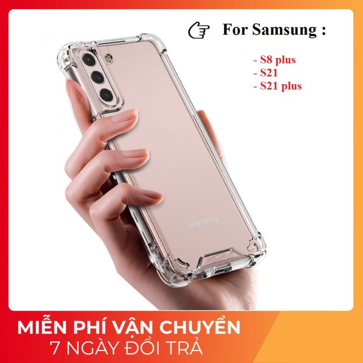 Ốp samsung S8 plus , S9 plus , Note 8 , S21 , S21 plus chống sốc trong suốt , có cạnh góc siêu dày bảo vệ