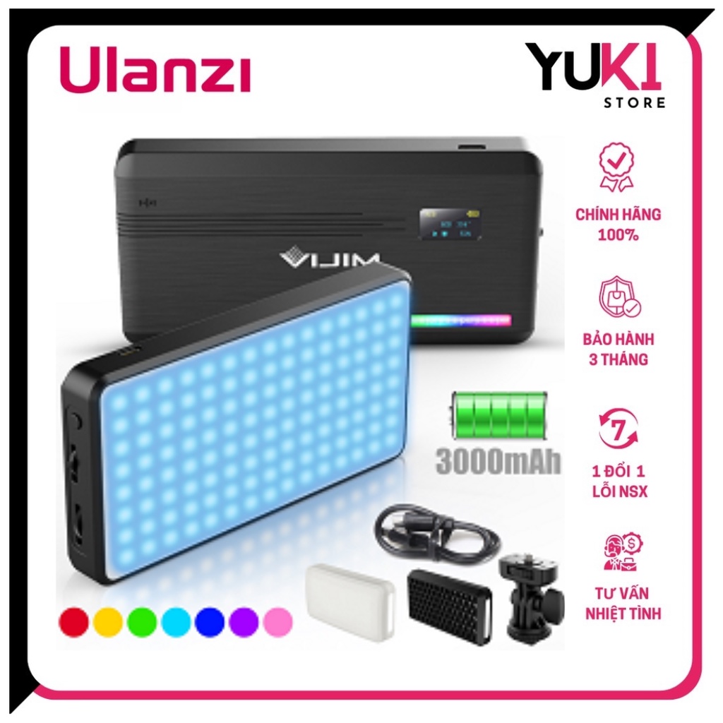 ULANZI VIJIM VL196 RGB (2500-9000K) - Đèn Led Đổi Màu RGB | 20 Hiệu Ứng Đặc Biệt | Pin Sạc 5000mAh