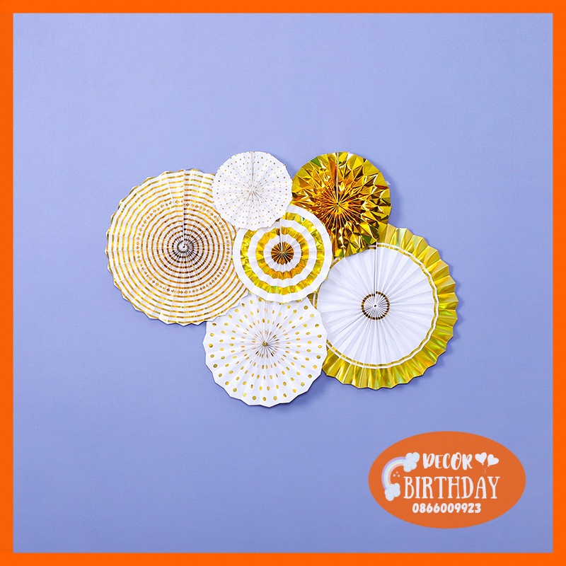Bộ Quạt Giấy HOT SALE Trang Trí Sinh Nhật, Phòng Cưới, Tiệc Thôi Nôi, Hàng Đẹp Dày Dặn, Nhiều Mẫu
