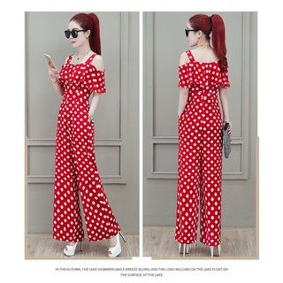 *❣️FREESHIP❣️JUMPSUIT CHẤM BI SANG CHẢNH KIỂU TRỄ VAI CÓ TÚI NHIỀU SIZE