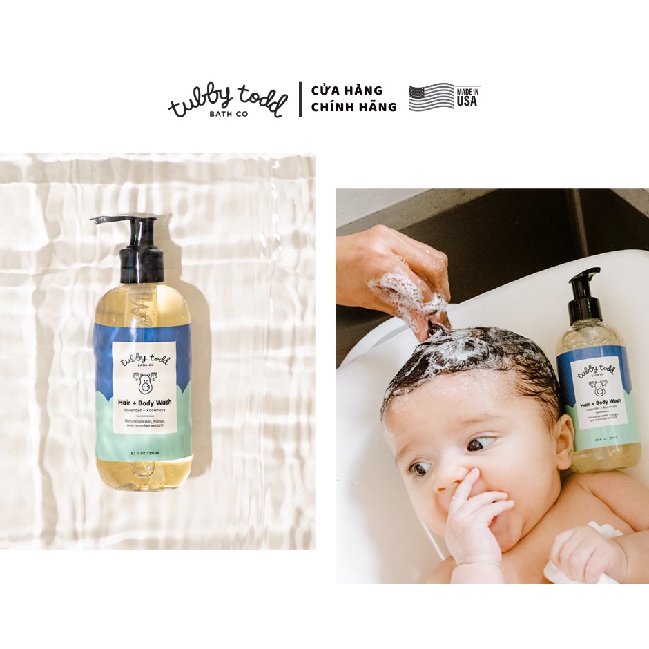 🛁 Gel tắm gội Tubby Todd 250ml cho da chàm, viêm da cơ địa cho bé