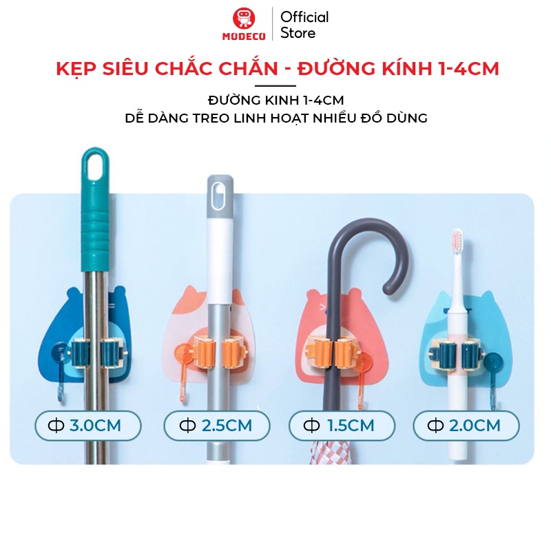 Móc Dán Tường Kẹp Giữ Cây Lau Nhà, Treo Chổi, Treo Ô - Keo Dày Siêu Dính, Chịu Lực Chắc Chắn 6kg - Modeco