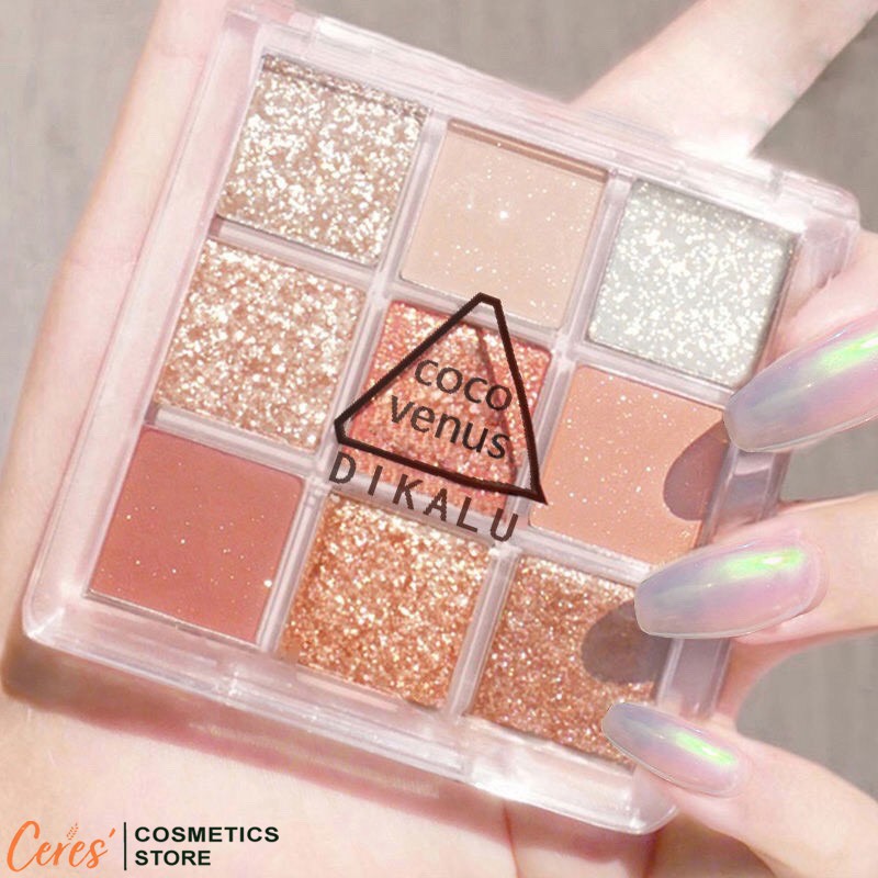 Phấn Mắt Dikalu 💕𝑭𝒓𝒆𝒆𝒔𝒉𝒊𝒑💕 Bảng Mắt Nhũ Coco Venus 9 Ô Vuông Màu Nhũ | BigBuy360 - bigbuy360.vn