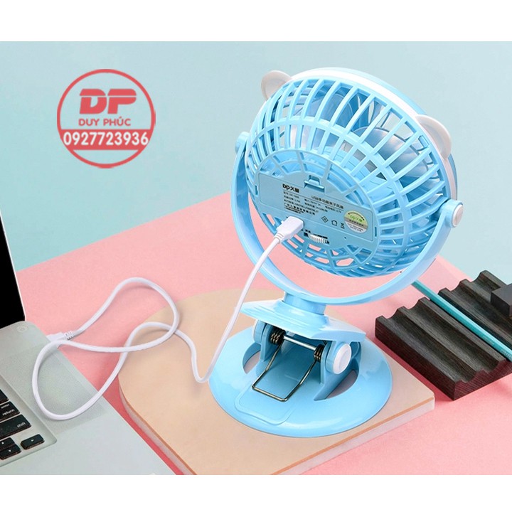 Quạt sạc DP 7608 - kẹp bàn - để bàn - siêu mát