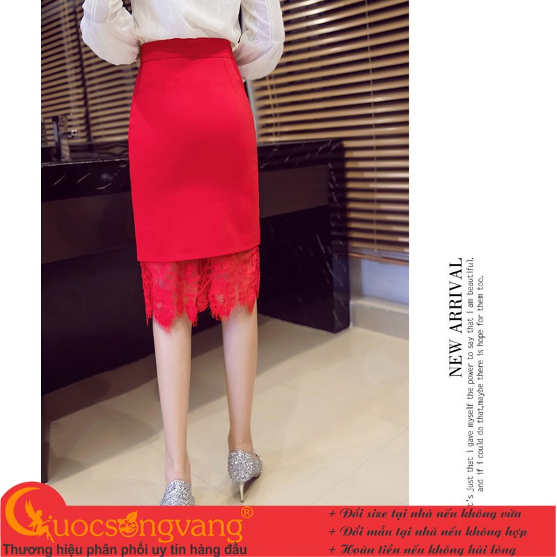 Chân váy công sở big size chân váy phối ren co giãn 4 chiều GLV162 Cuocsongvang