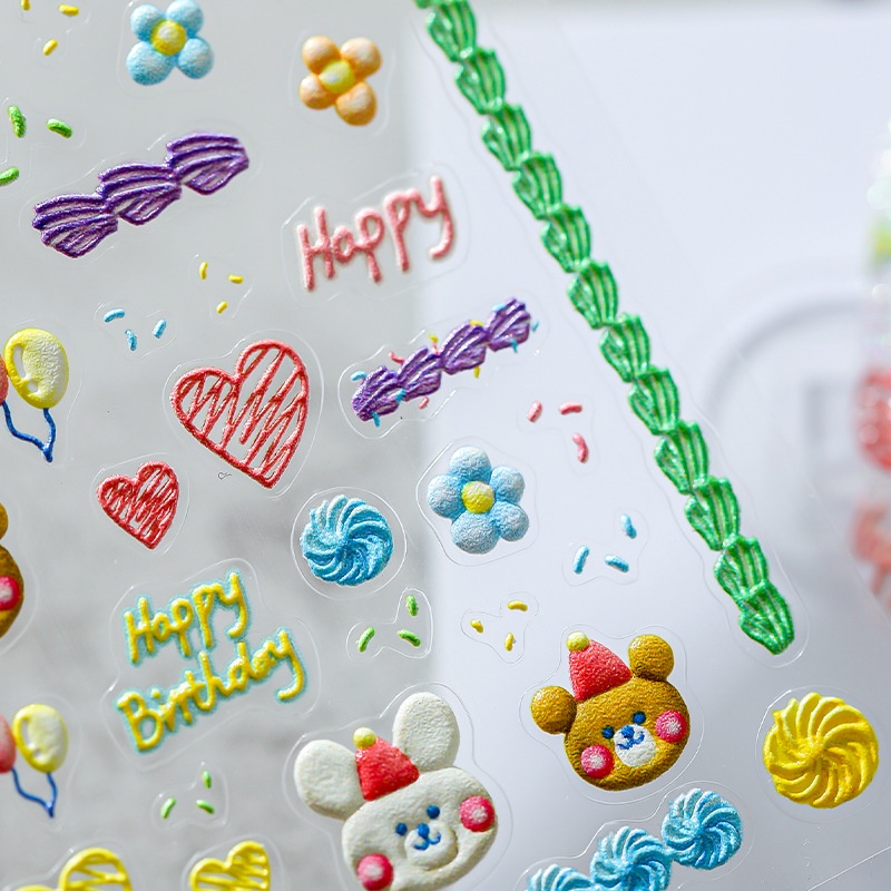 Miếng Dán Trang Trí Móng Tay Họa Tiết Thỏ / Gấu TS1547 5D