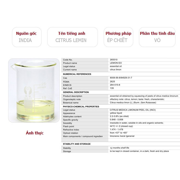 Tinh dầu chanh plus 20ml – Lemon EO nguyên chất thiên nhiên Ấn Độ – Thơm mát, sạch