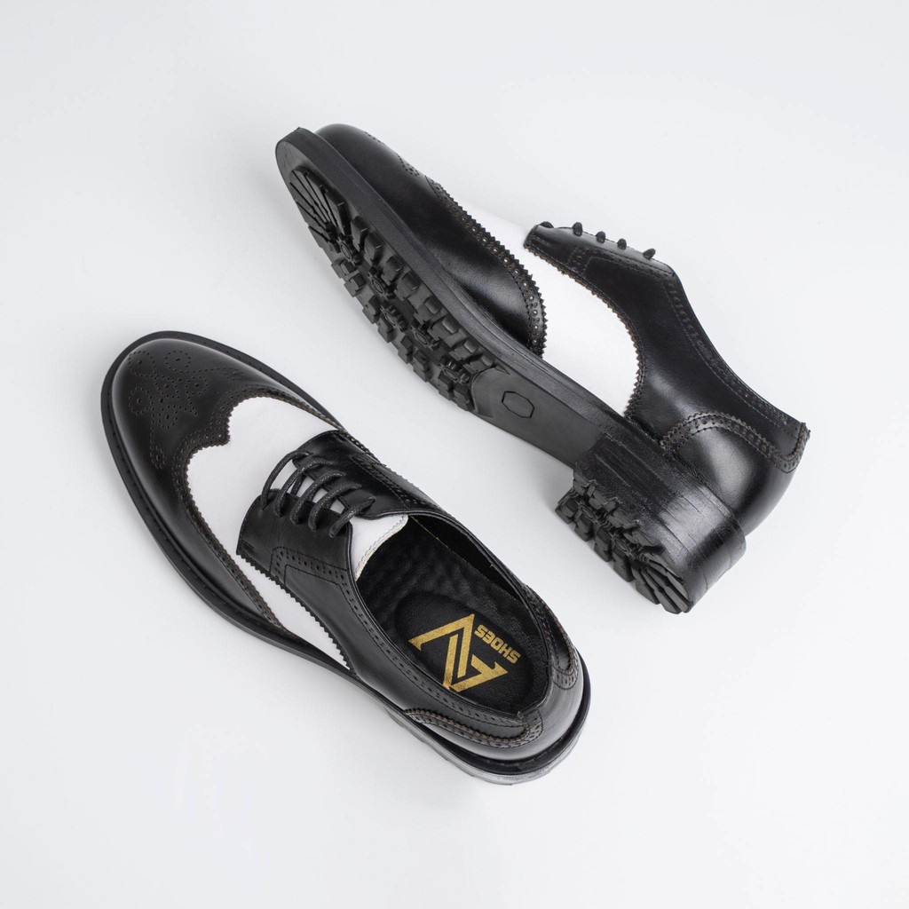 Giày tây nam công sở Wingtip brougue da bò nhập khẩu