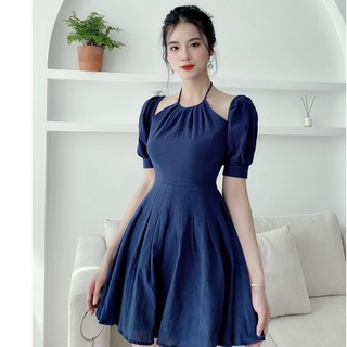 Váy thiết kế cổ yếm buộc dây Kymie