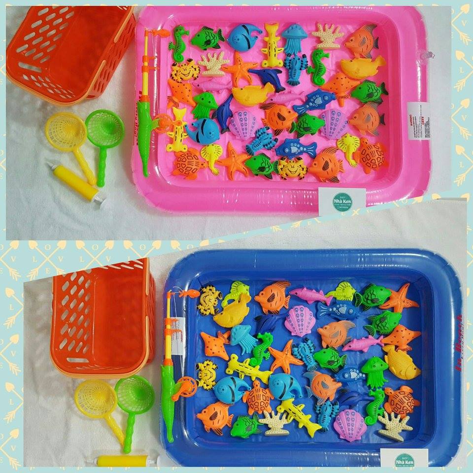 Bộ đồ chơi câu cá kèm bể phao, bơm tay cho bé