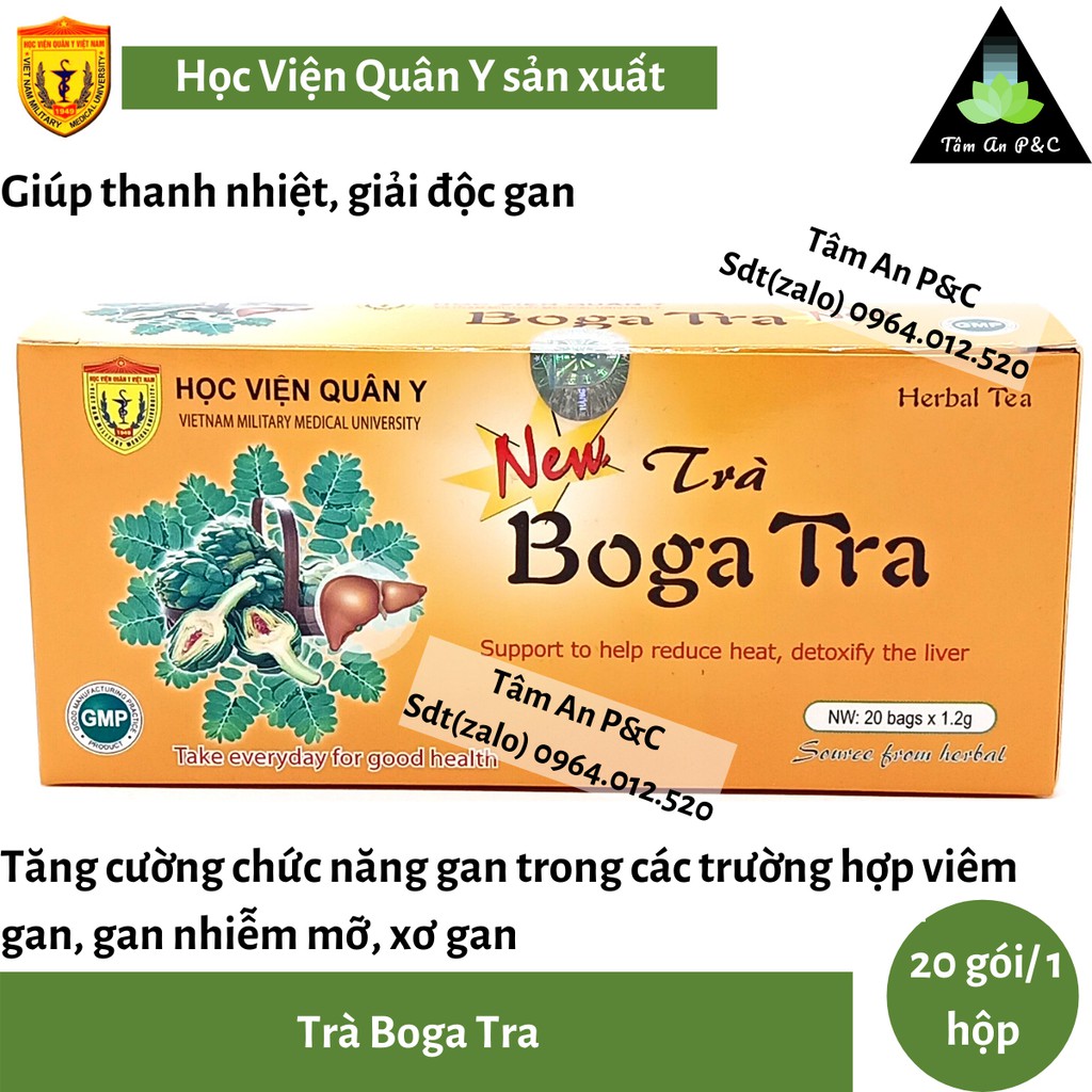 Trà thảo dược bổ gan BOGA TRA Học Viên Quân Y (hộp 20 gói)- Giải độc gan, tăng cường chức năng gan- CHÍNH HÃNG HVQY