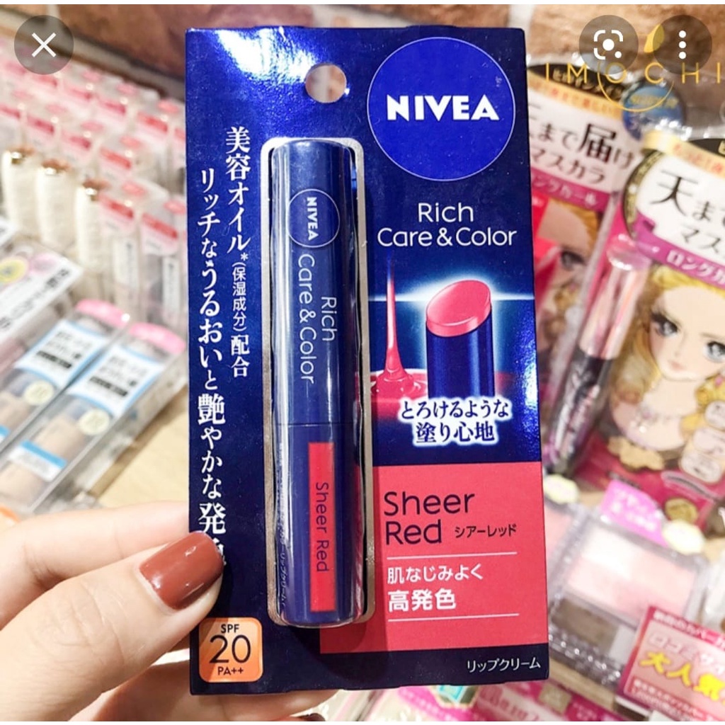 SON DƯỠNG MÔI NIVEA RICH CARE &amp; COLOR SPF20 PA++ CÓ MÀU HÀNG NHẬT CHÍNH HÃNG - 10645