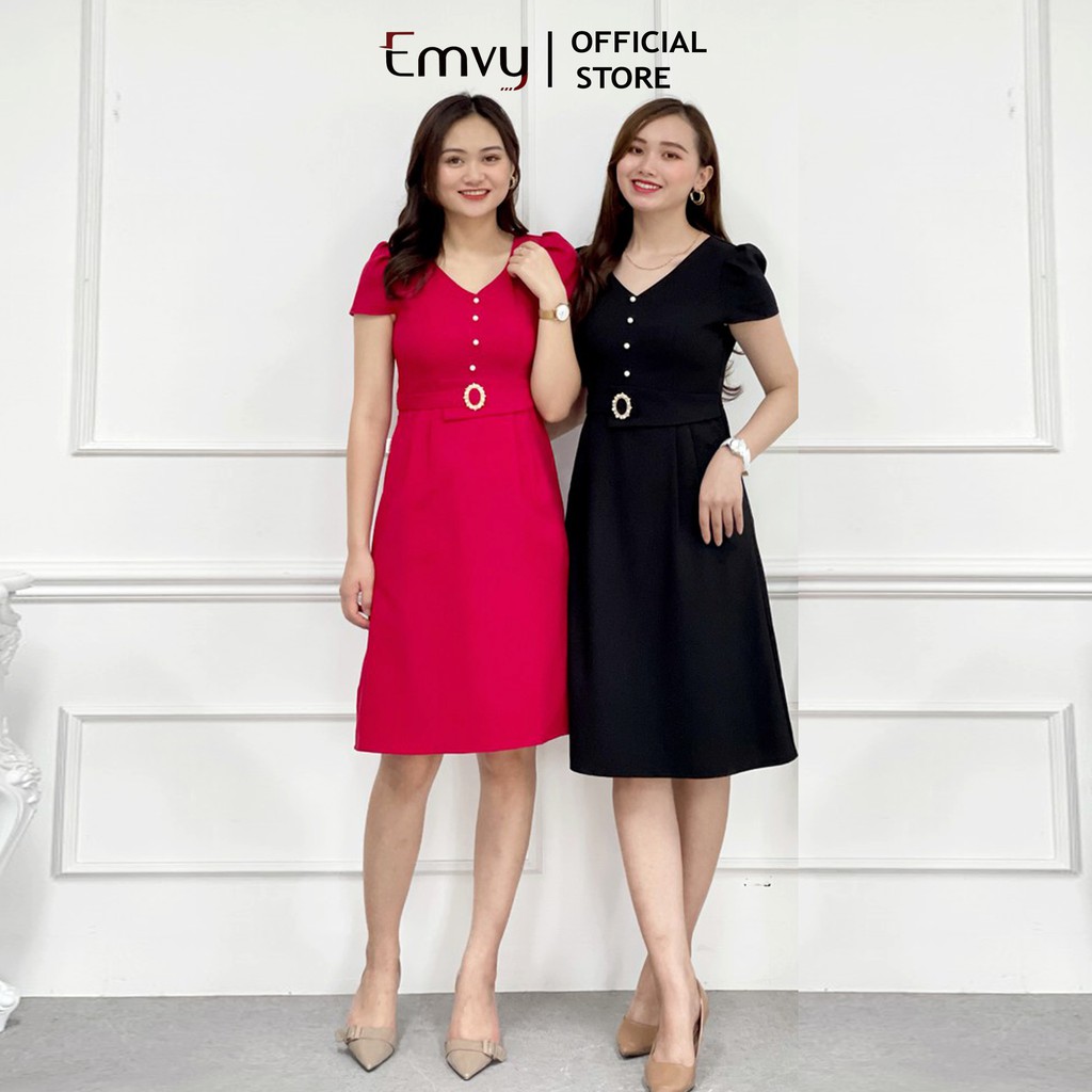Đầm công sở đai eo chất liệu Xước hàn cao cấp Emvy K66 | BigBuy360 - bigbuy360.vn