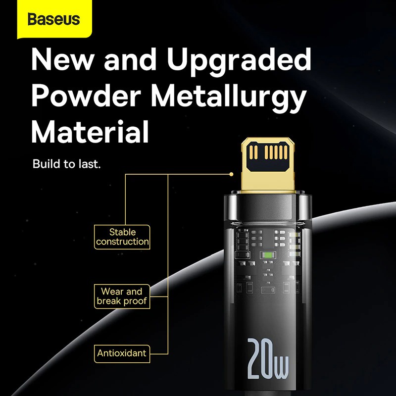 Dây Cáp Sạc Nhanh PD 20w Thông Minh Tự Ngắt Khi Đầy Baseus Power Off cho IP12 13 tablet Táo Cổng Type C Ra IP