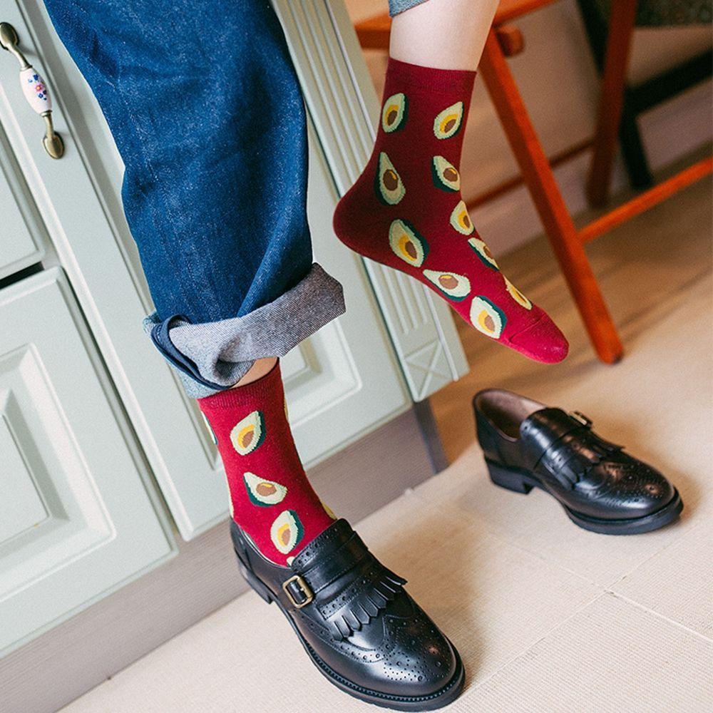 1 Đôi Tất Chân Thoáng Khí In Hình Trái Cây Thời Trang