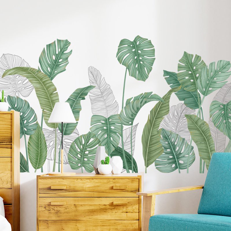 Decal dán tường lá xanh có keo sẵn-Giấy dán tường thiên nhiên cho phòng khách,phòng ngủ lau chùi dễ dàng không thấm nước | BigBuy360 - bigbuy360.vn