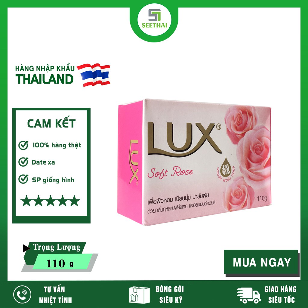 [HÀNG THÁI LAN 100%] Xà Bông Lux Soft Rose 110gr Thái Lan Màu Hồng
