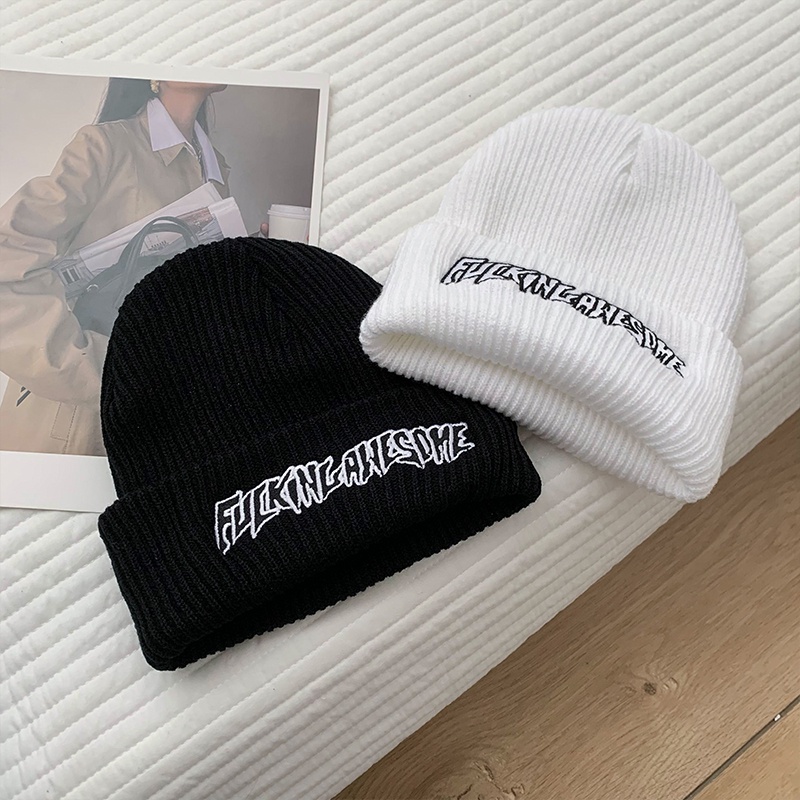 Nón beanie trùm đầu dệt kim thời trang thu đông cho cả nam và nữ
