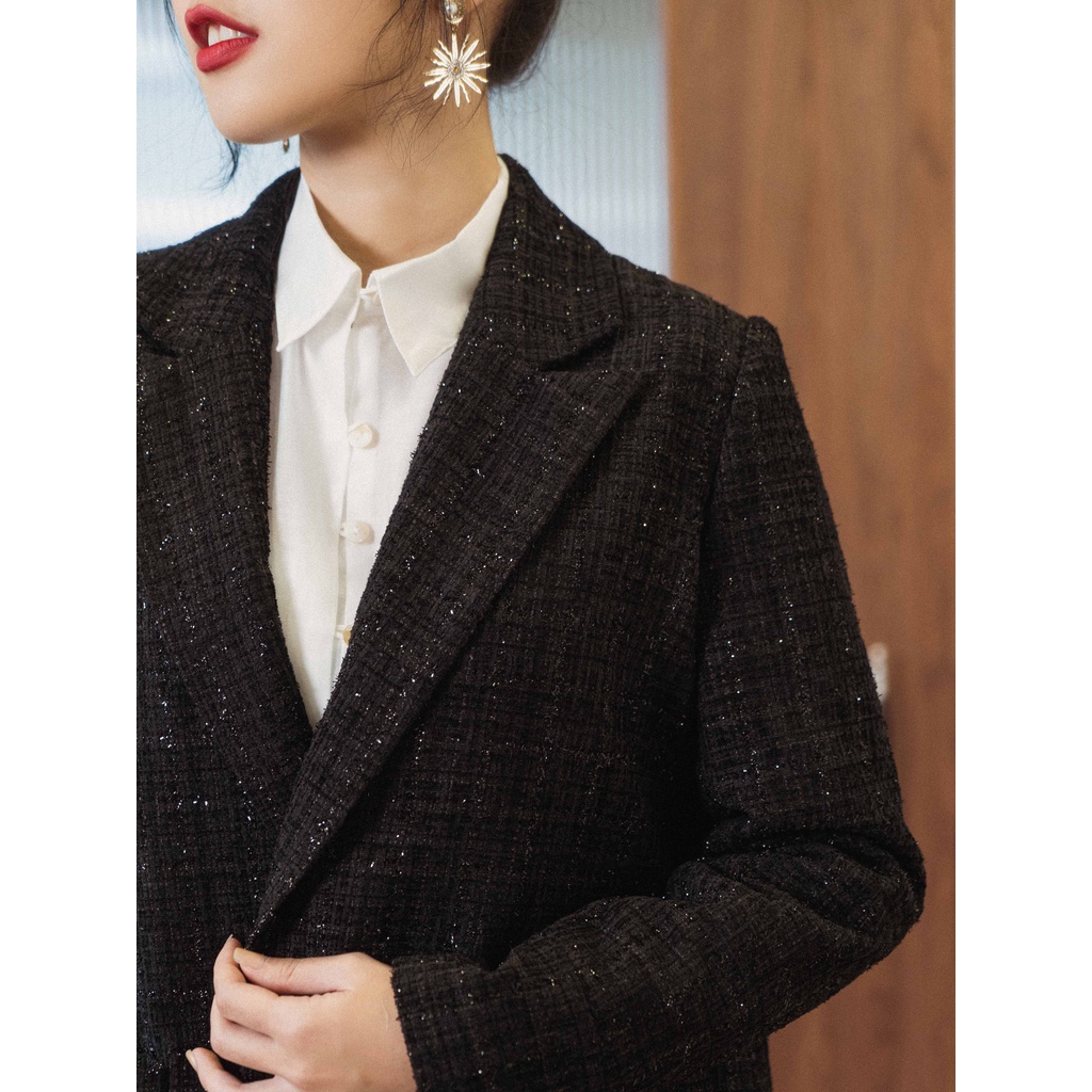 [Mã WABRTL1 giảm 10% đơn 500K] Áo blazer đen_1AK048DE_Lep'