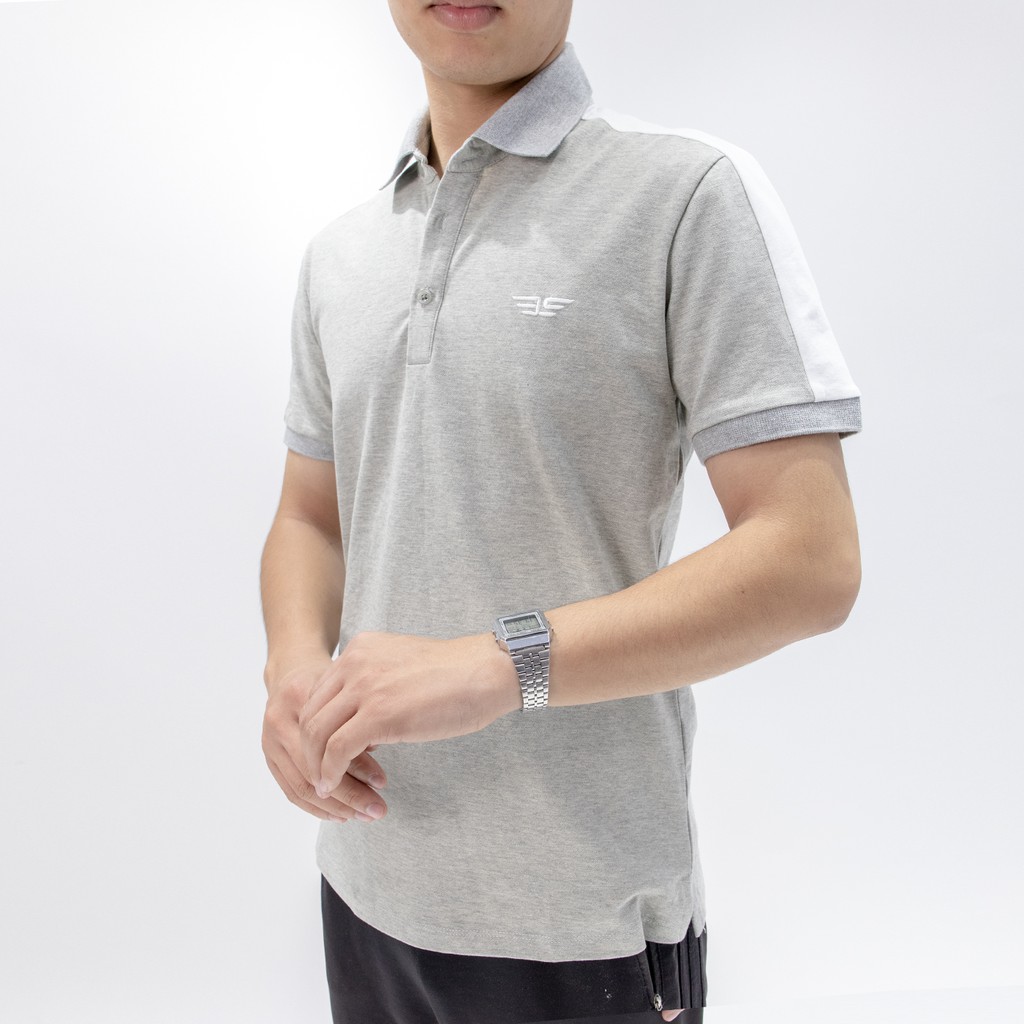 Áo Polo nam cổ bẻ phối UCO vải cotton cá sấu cao cấp, chuẩn form, sang trọng lịch sự màu đen, ghi ATS0339 - 𝗘𝗠𝗦𝗣𝗢
