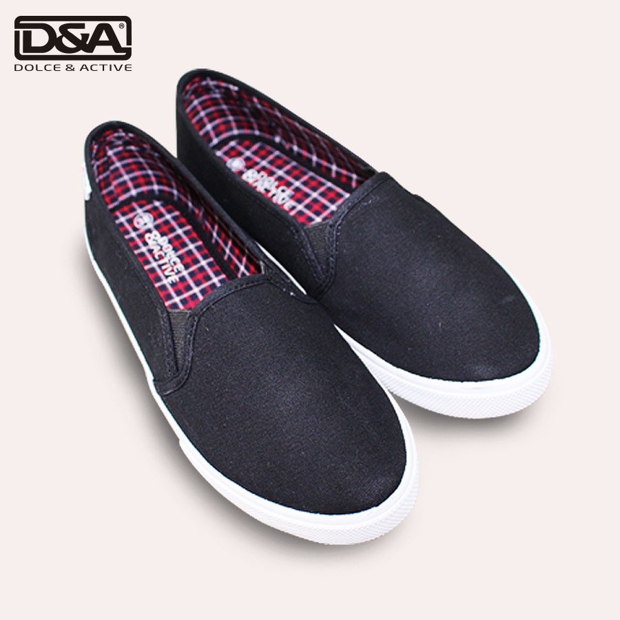 Giày Slipon Thời Trang D&amp;A L1726 Đen và Xanh chàm