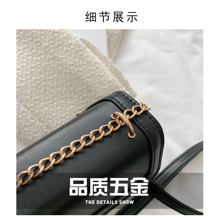 Túi xách đeo vai JASMIN NOIR từ da PU hình vuông phối dây xích thời trang dành cho nữ