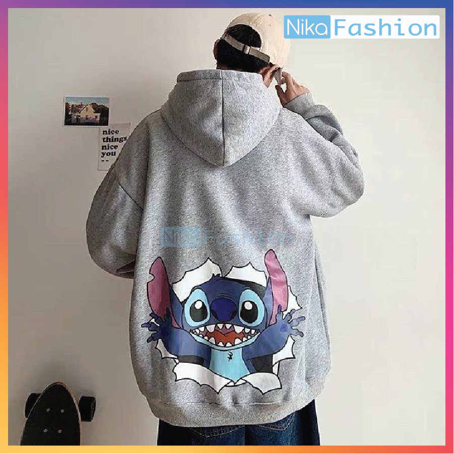 Nikafashion Áo Hoodie Nón Unisex Nam Nữ Chất Vải Nỉ Freesize 1 kích cỡ Form Dáng Rộng Dưới 65kg Mặc Đẹp S.T.I.C.K