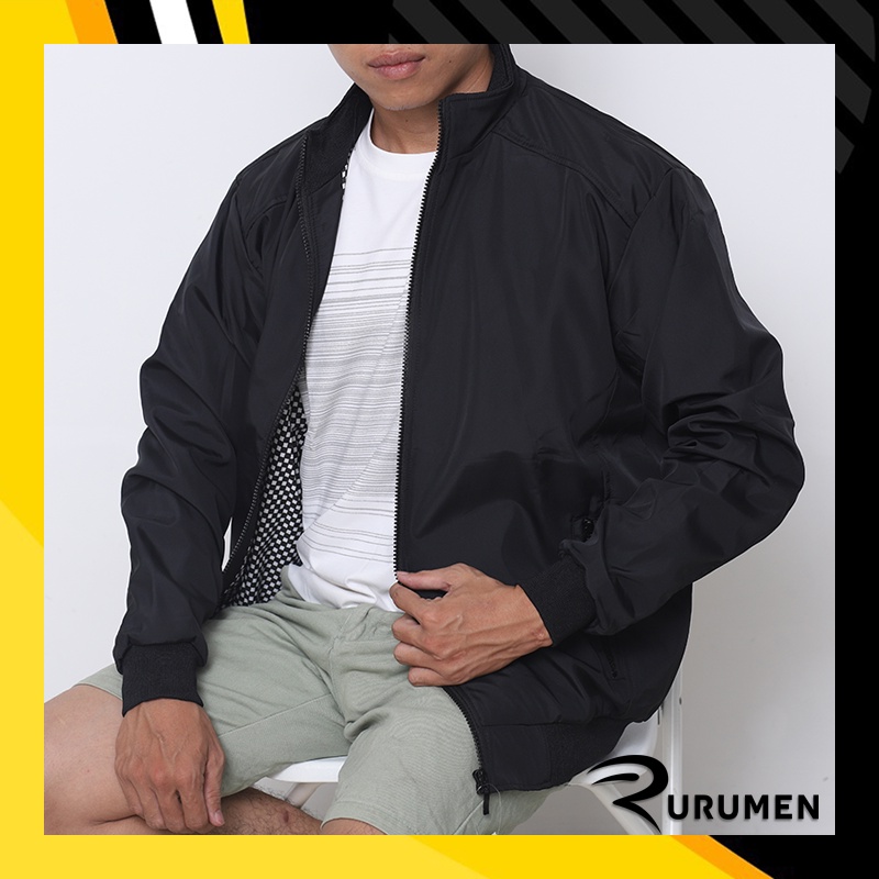 Áo Khoác Nam Trơn Dù 2 Lớp Cổ Trụ Big Size RURUMEN Khoát Không Nón