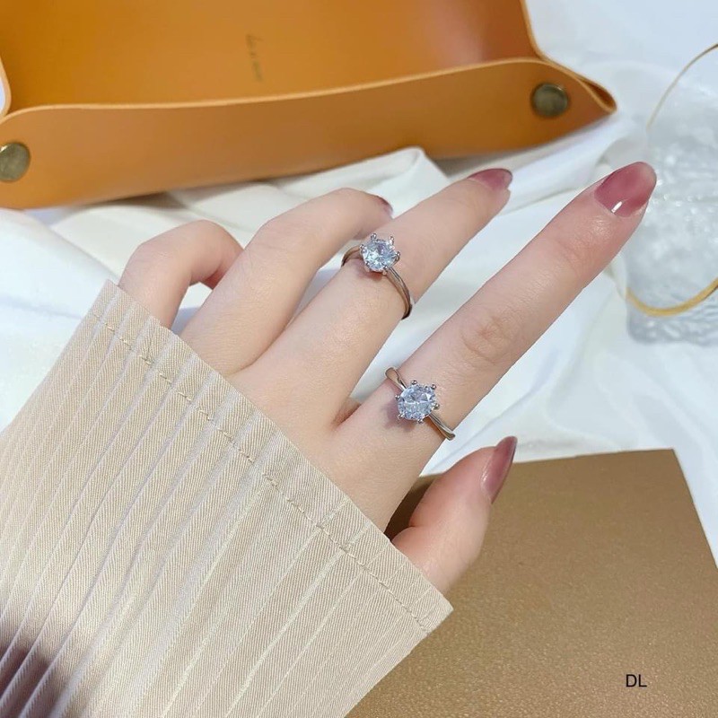 nhẫn bạc 1 viên đá chủ