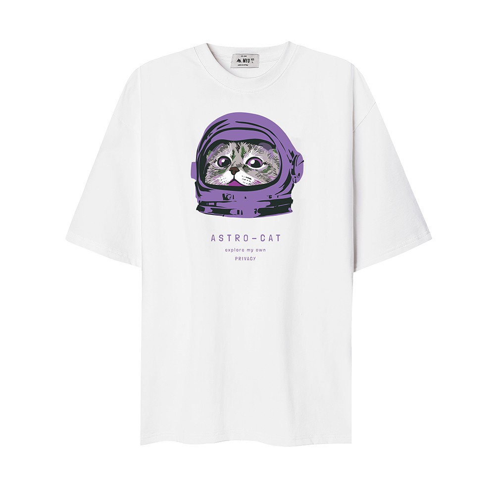 Áo Thun Nam Đẹp MYO Vải Cotton In Hình Astro-Cat 2721