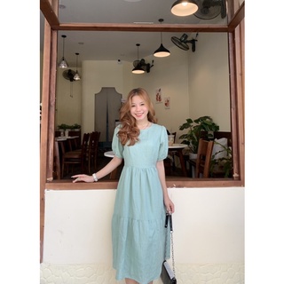 Đầm linen tưng premium tầng xanh ngọc