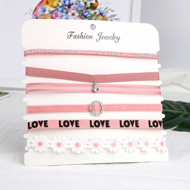 Set 6 choker hồng xinh yêu cho cô nàng tiểu thư