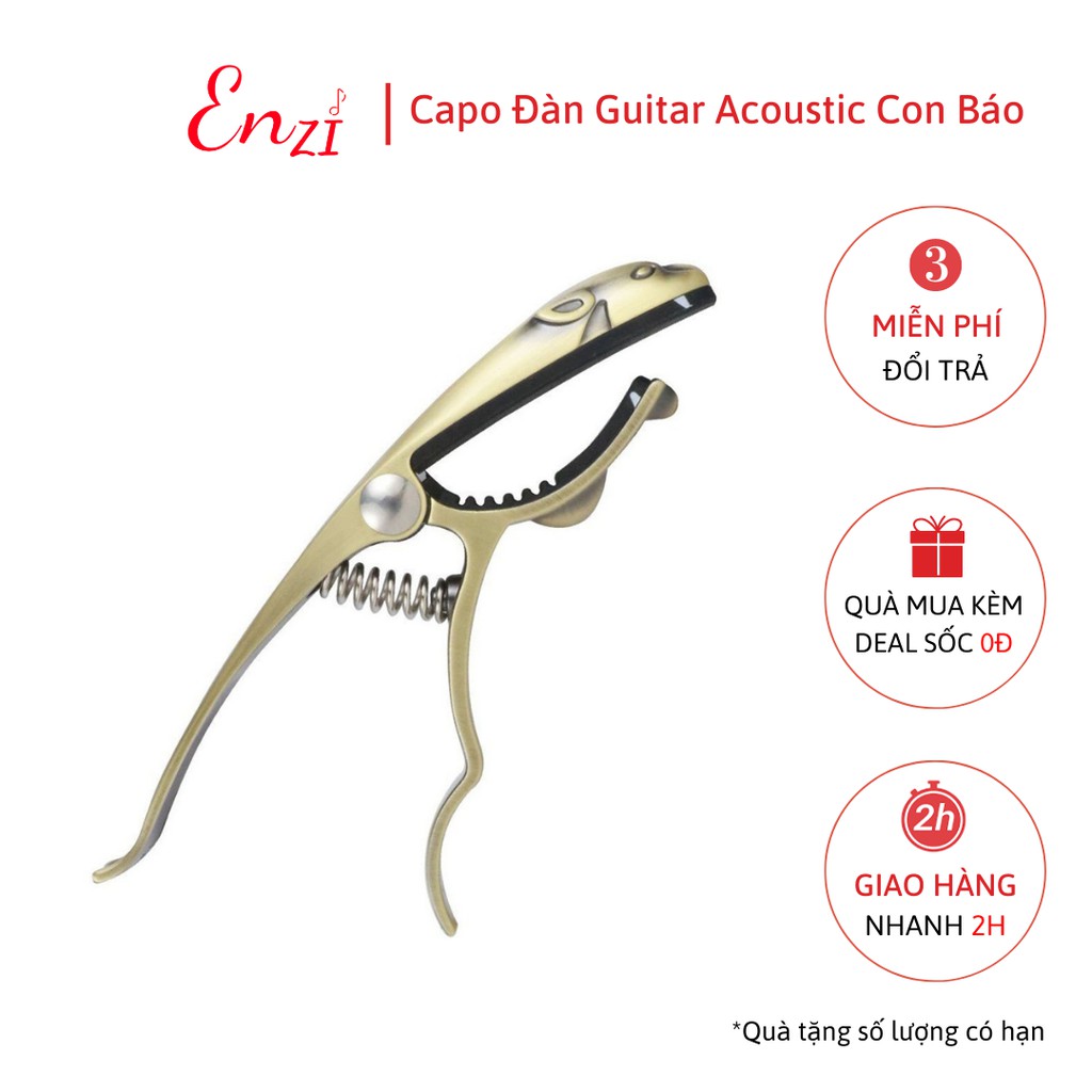 Capo guitar acoustic Con Báo màu đen cao cấp dành cho đàn guitar dây sắt Enzi