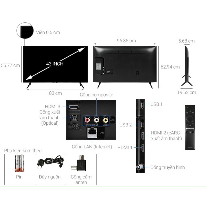 Smart tivi QLED Samsung 4K 43 inch QA43Q60T. model2020