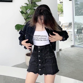 Áo khoác JEANS + Quần váy JEANS nữ