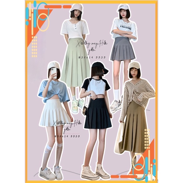 Chân váy tenis Hàn Quốc dáng ngắn và dài xoè có lót trong siêu đẹp